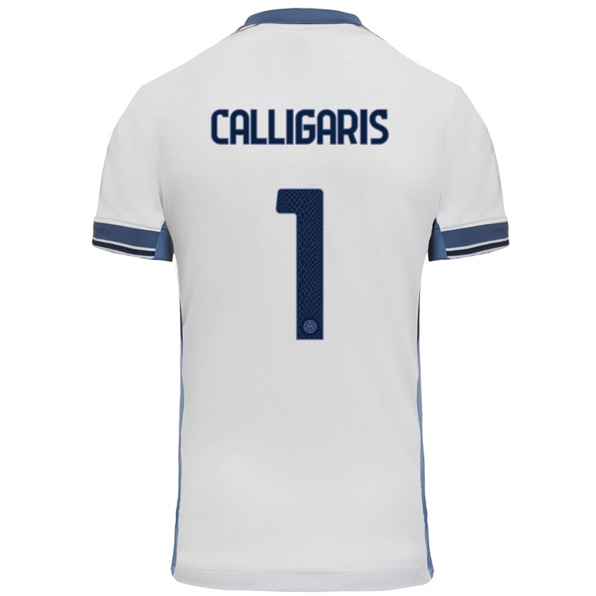 Kids Football Alessandro Calligaris #1 White Grey Away Jersey 2024/25 T-Shirt Australia