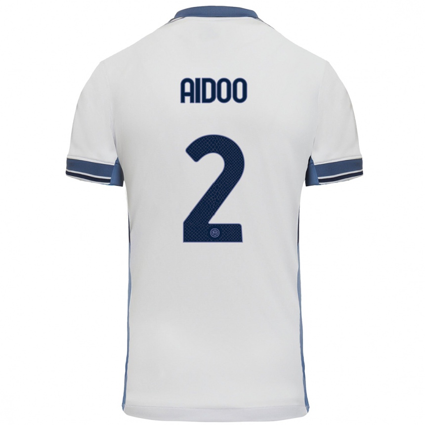 Kids Football Mike Aidoo #2 White Grey Away Jersey 2024/25 T-Shirt Australia