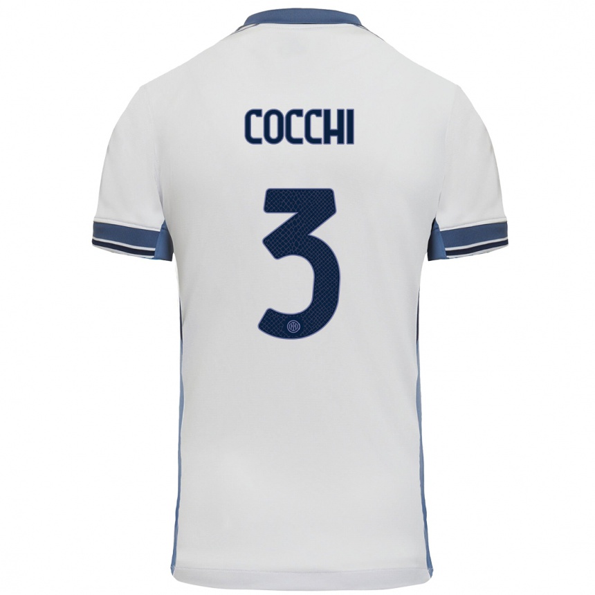 Kids Football Matteo Cocchi #3 White Grey Away Jersey 2024/25 T-Shirt Australia