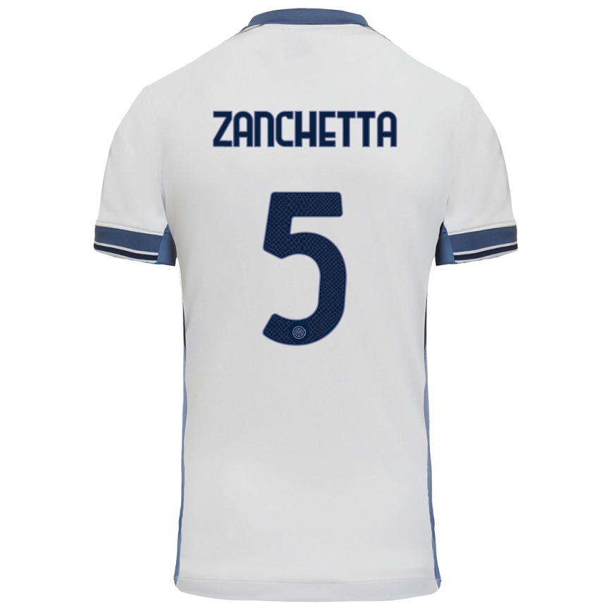 Kids Football Mattia Zanchetta #5 White Grey Away Jersey 2024/25 T-Shirt Australia