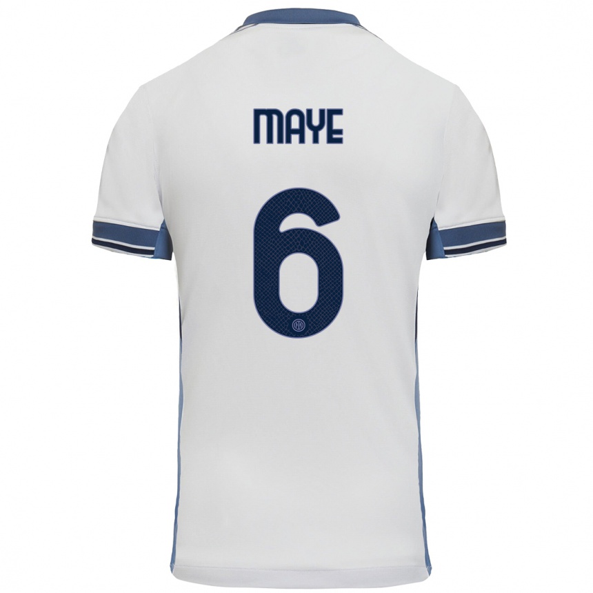 Kids Football Yvan Maye #6 White Grey Away Jersey 2024/25 T-Shirt Australia