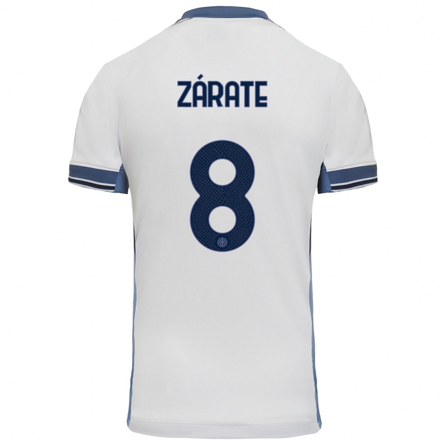 Kids Football Dilan Zárate #8 White Grey Away Jersey 2024/25 T-Shirt Australia