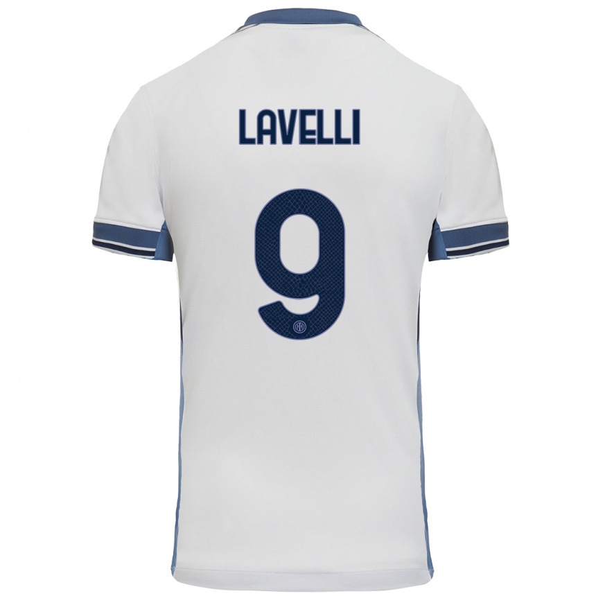 Kids Football Matteo Lavelli #9 White Grey Away Jersey 2024/25 T-Shirt Australia