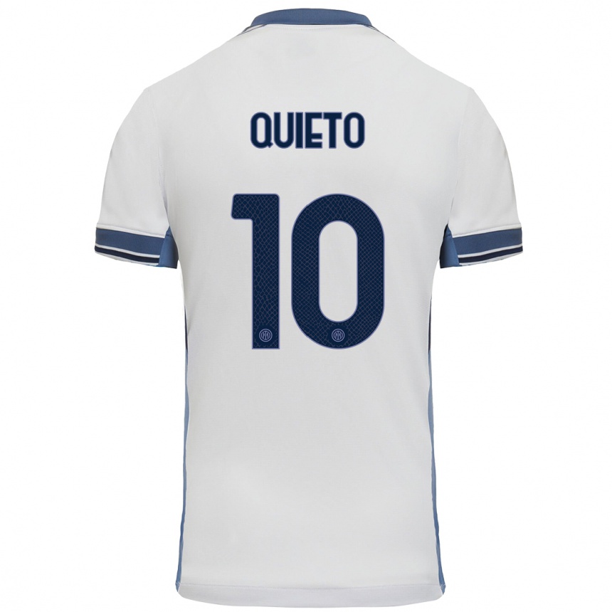 Kids Football Daniele Quieto #10 White Grey Away Jersey 2024/25 T-Shirt Australia