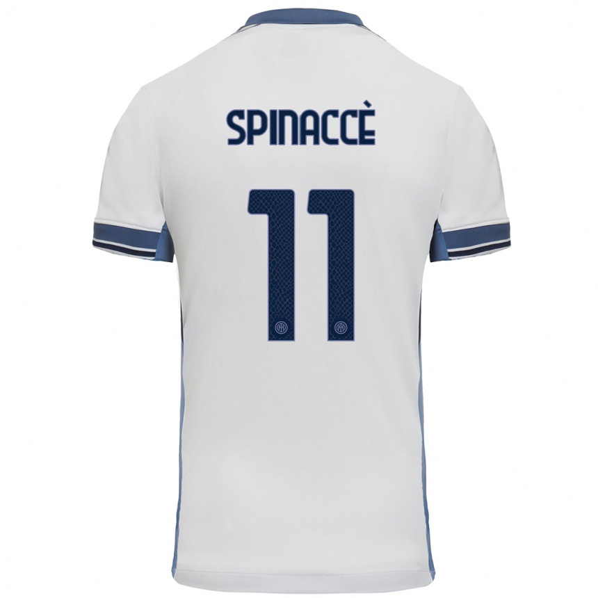 Kids Football Matteo Spinaccè #11 White Grey Away Jersey 2024/25 T-Shirt Australia