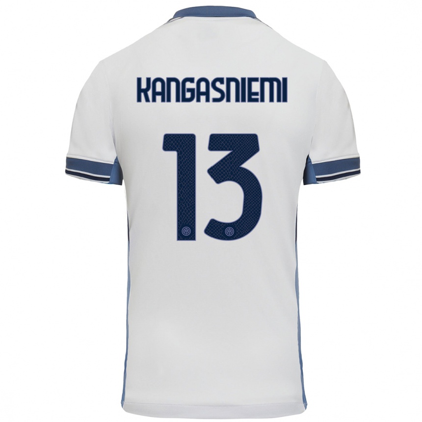 Kids Football Ilari Kangasniemi #13 White Grey Away Jersey 2024/25 T-Shirt Australia