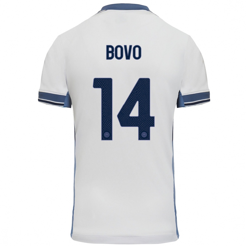 Kids Football Leonardo Bovo #14 White Grey Away Jersey 2024/25 T-Shirt Australia