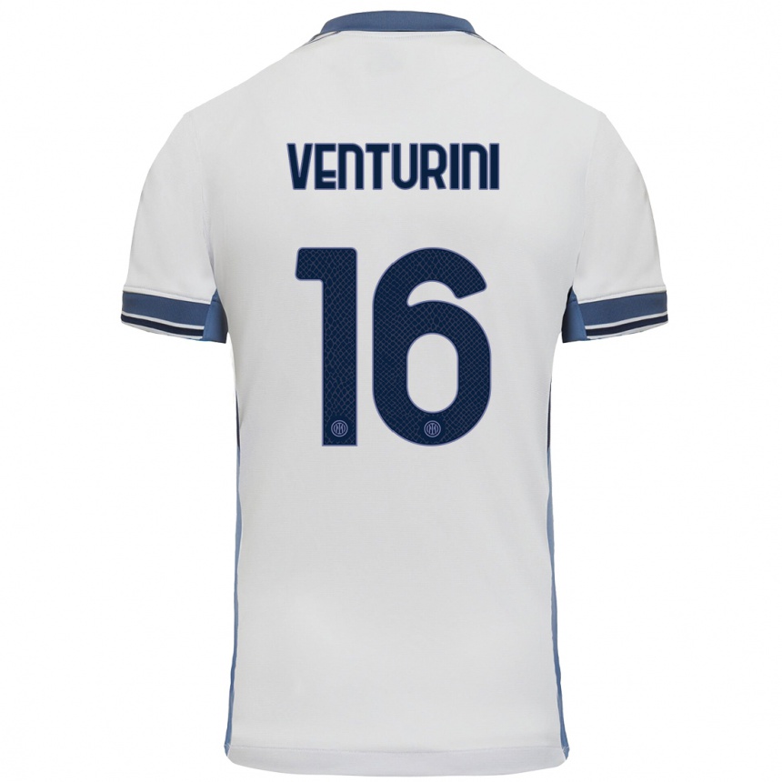 Kids Football Matteo Venturini #16 White Grey Away Jersey 2024/25 T-Shirt Australia