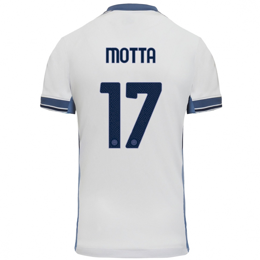 Kids Football Matteo Motta #17 White Grey Away Jersey 2024/25 T-Shirt Australia