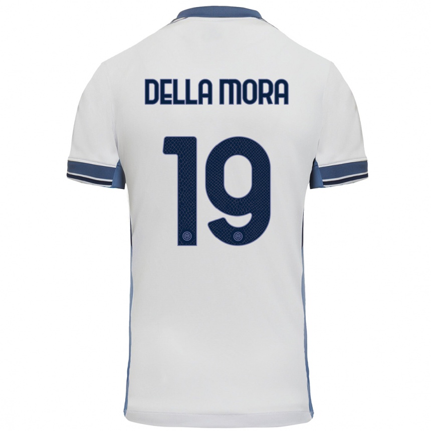 Kids Football Tommaso Della Mora #19 White Grey Away Jersey 2024/25 T-Shirt Australia