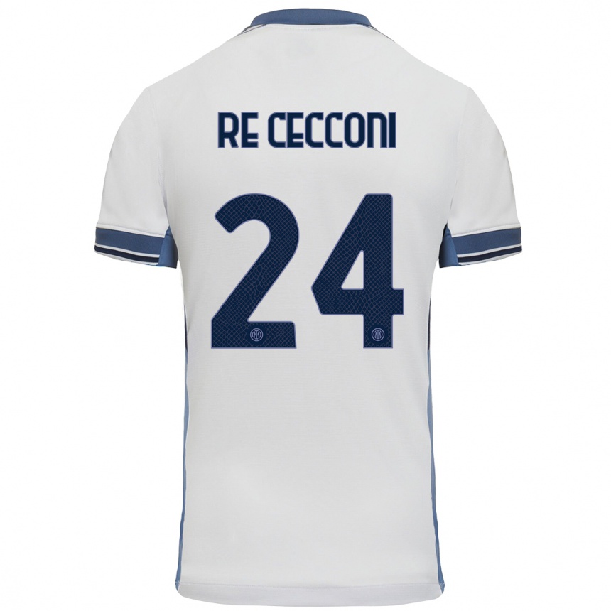 Kids Football Gabriele Re Cecconi #24 White Grey Away Jersey 2024/25 T-Shirt Australia