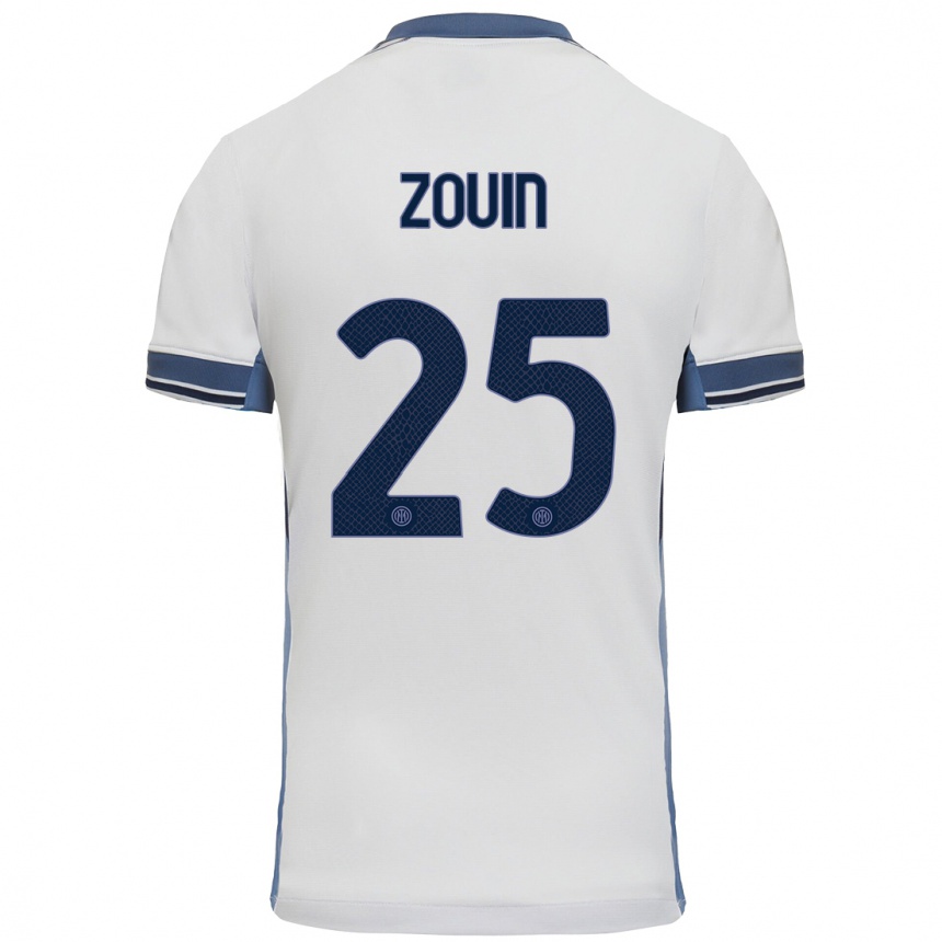 Kids Football Aymen Zouin #25 White Grey Away Jersey 2024/25 T-Shirt Australia