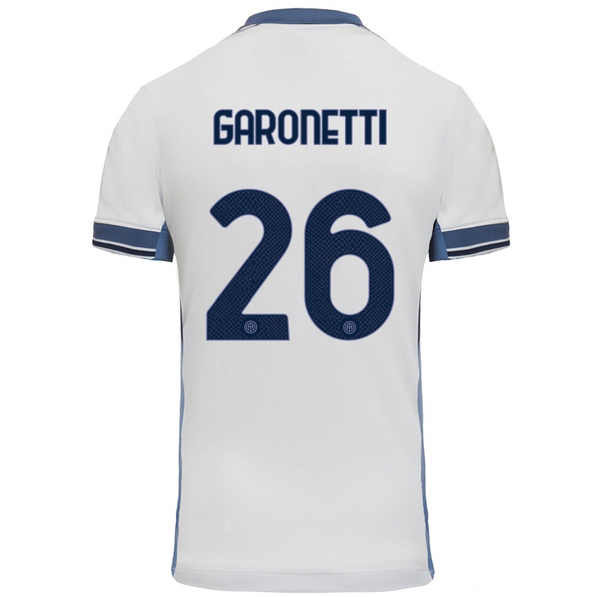 Kids Football Gabriele Garonetti #26 White Grey Away Jersey 2024/25 T-Shirt Australia