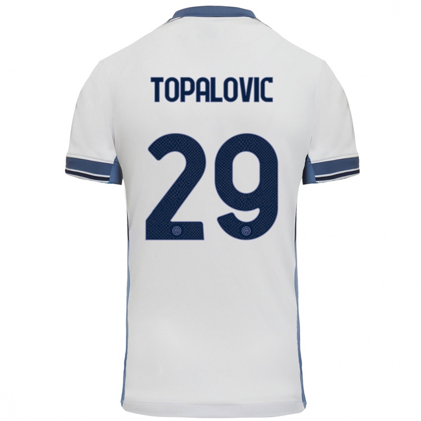 Kids Football Luka Topalovic #29 White Grey Away Jersey 2024/25 T-Shirt Australia