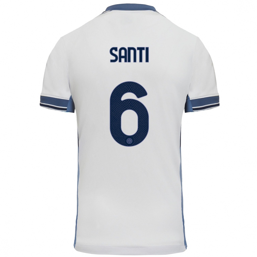 Kids Football Irene Santi #6 White Grey Away Jersey 2024/25 T-Shirt Australia