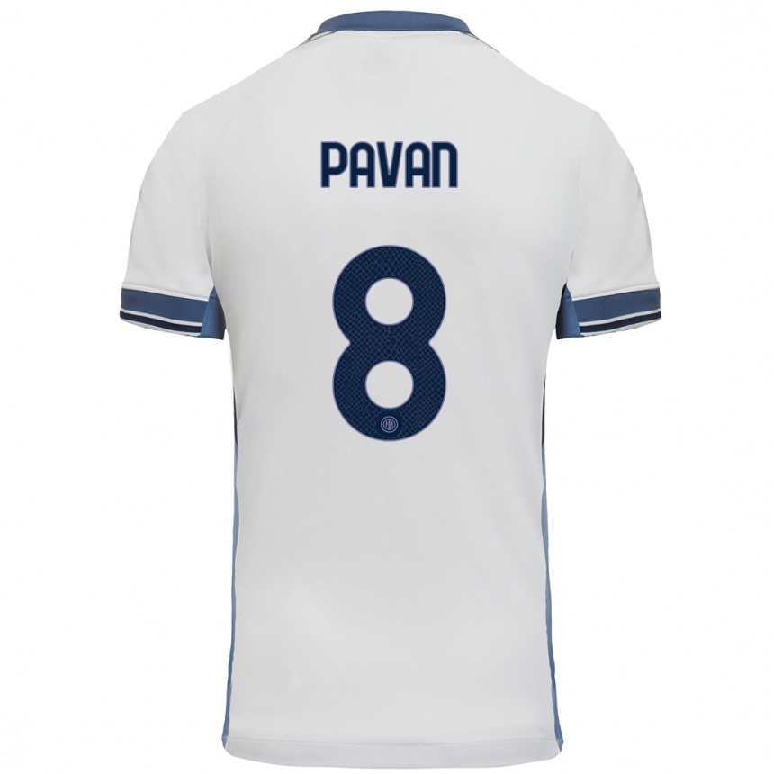 Kids Football Matilde Pavan #8 White Grey Away Jersey 2024/25 T-Shirt Australia