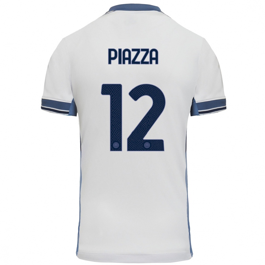 Kids Football Alessia Piazza #12 White Grey Away Jersey 2024/25 T-Shirt Australia