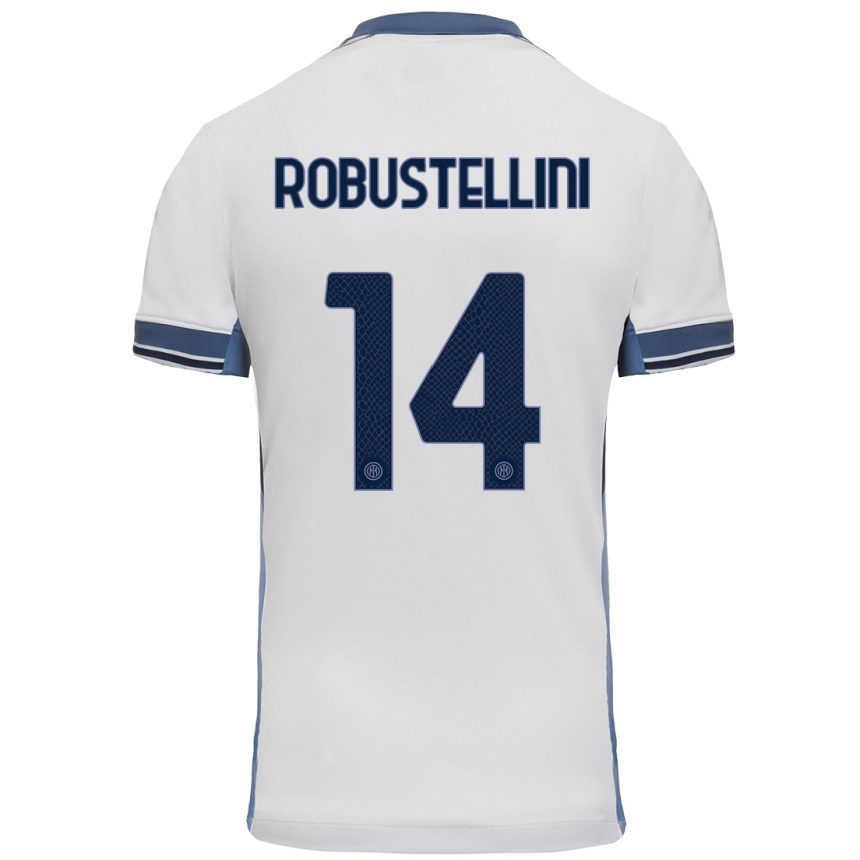 Kids Football Chiara Robustellini #14 White Grey Away Jersey 2024/25 T-Shirt Australia