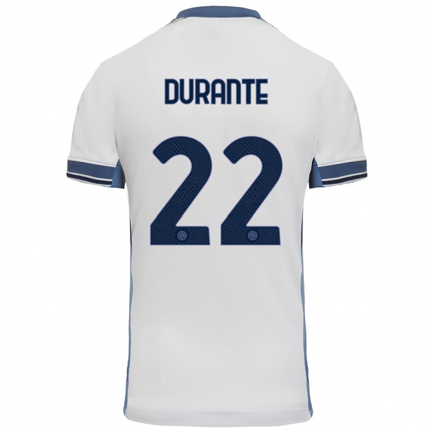 Kids Football Francesca Durante #22 White Grey Away Jersey 2024/25 T-Shirt Australia