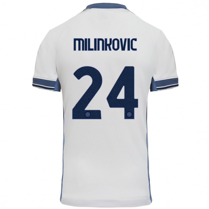 Kids Football Marija Milinković #24 White Grey Away Jersey 2024/25 T-Shirt Australia