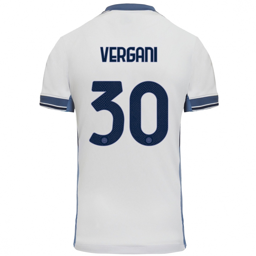 Kids Football Bianca Vergani #30 White Grey Away Jersey 2024/25 T-Shirt Australia