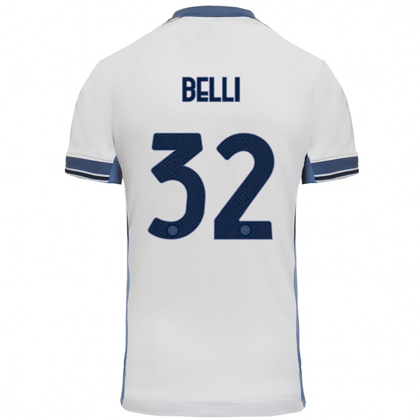 Kids Football Elena Belli #32 White Grey Away Jersey 2024/25 T-Shirt Australia