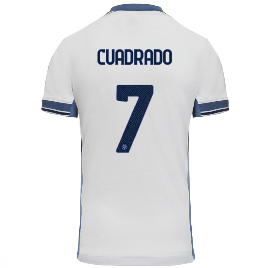 Kids Football Juan Cuadrado #7 White Grey Away Jersey 2024/25 T-Shirt Australia