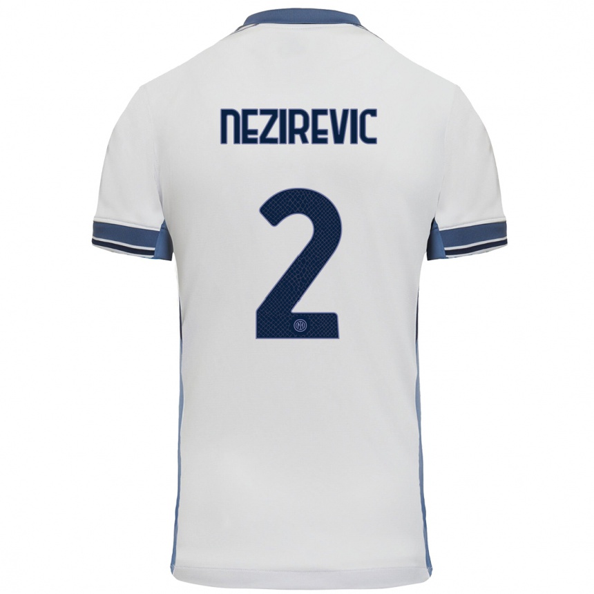 Kids Football Alem Nezirevic #2 White Grey Away Jersey 2024/25 T-Shirt Australia