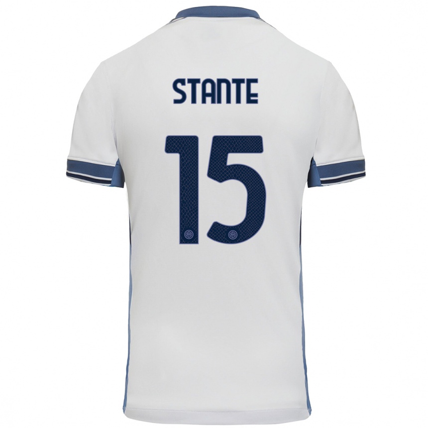 Kids Football Francesco Stante #15 White Grey Away Jersey 2024/25 T-Shirt Australia