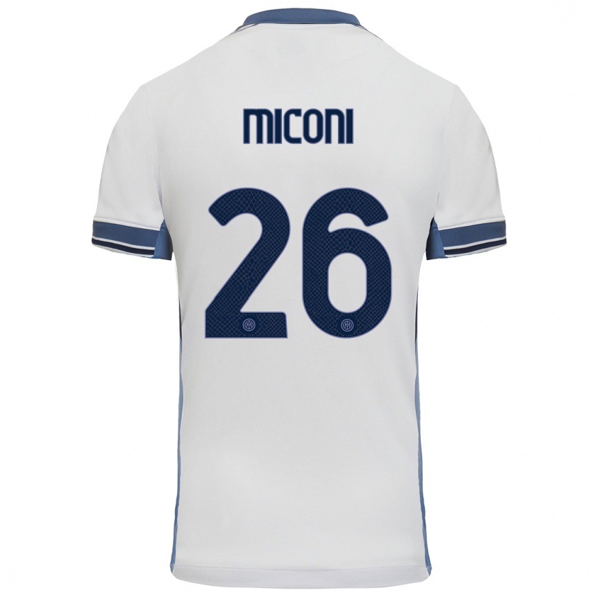 Kids Football Riccardo Miconi #26 White Grey Away Jersey 2024/25 T-Shirt Australia