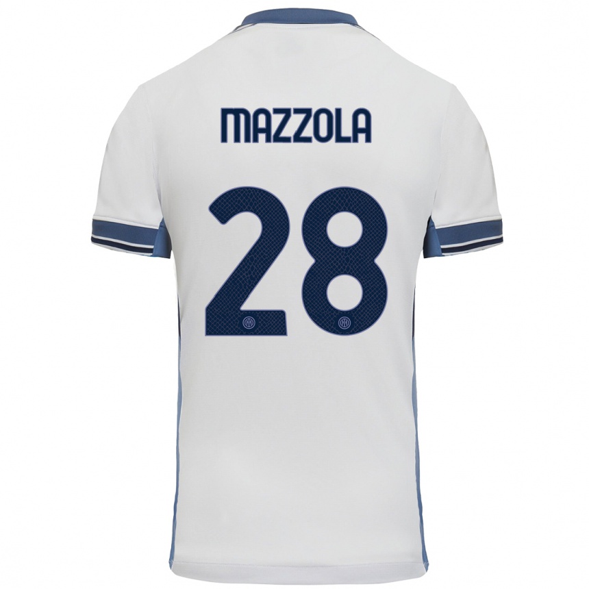 Kids Football Giuseppe Mazzola #28 White Grey Away Jersey 2024/25 T-Shirt Australia