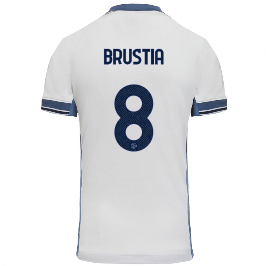 Kids Football Martina Brustia #8 White Grey Away Jersey 2024/25 T-Shirt Australia