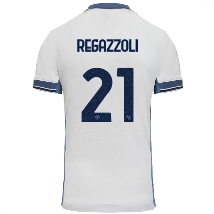 Kids Football Alice Regazzoli #21 White Grey Away Jersey 2024/25 T-Shirt Australia