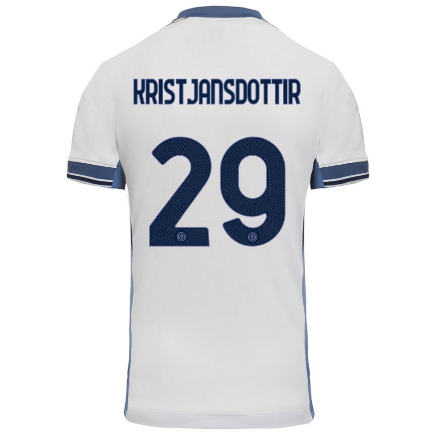 Kids Football Anna Bjork Kristjansdottir #29 White Grey Away Jersey 2024/25 T-Shirt Australia