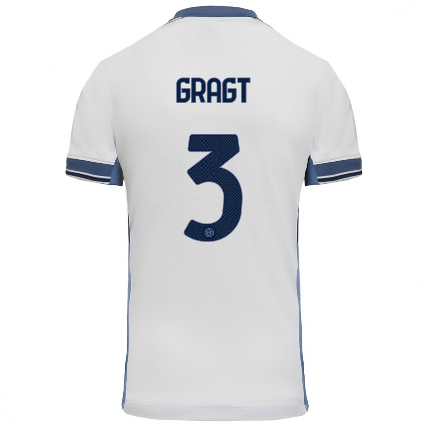 Kids Football Stefanie Van Der Gragt #3 White Grey Away Jersey 2024/25 T-Shirt Australia