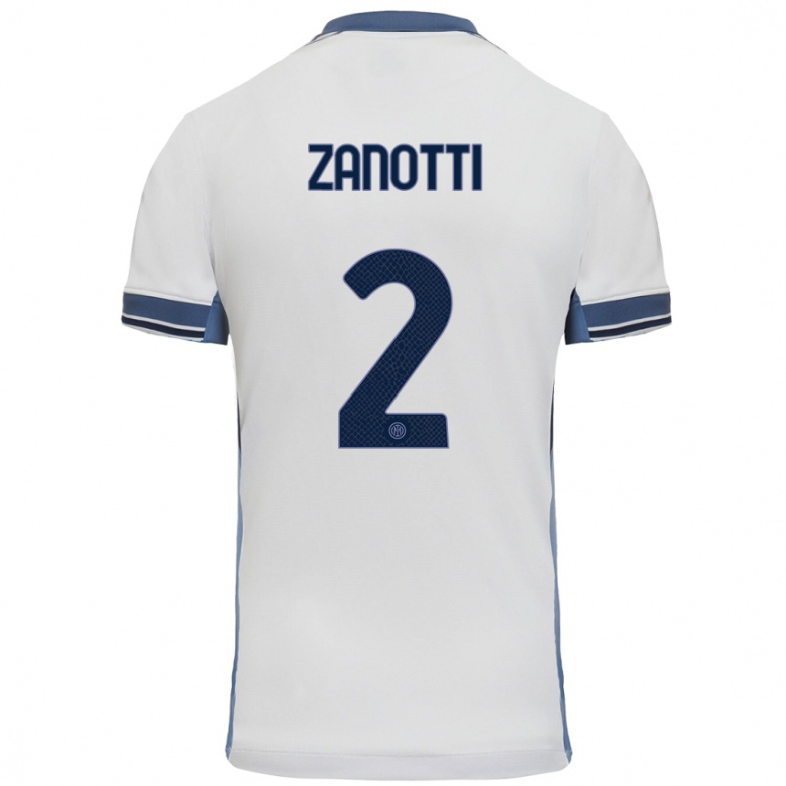 Kids Football Mattia Zanotti #2 White Grey Away Jersey 2024/25 T-Shirt Australia