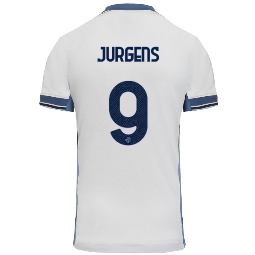 Kids Football Oliver Jurgens #9 White Grey Away Jersey 2024/25 T-Shirt Australia