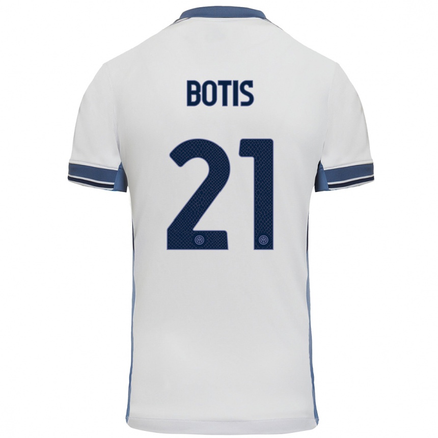 Kids Football Nikolaos Botis #21 White Grey Away Jersey 2024/25 T-Shirt Australia