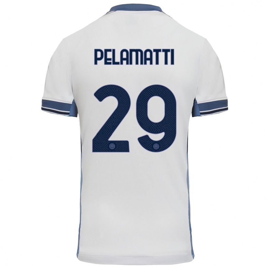 Kids Football Andrea Pelamatti #29 White Grey Away Jersey 2024/25 T-Shirt Australia