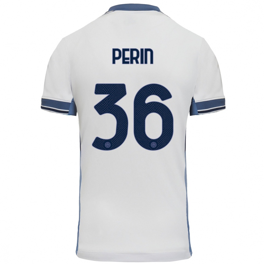 Kids Football Nicolo Perin #36 White Grey Away Jersey 2024/25 T-Shirt Australia