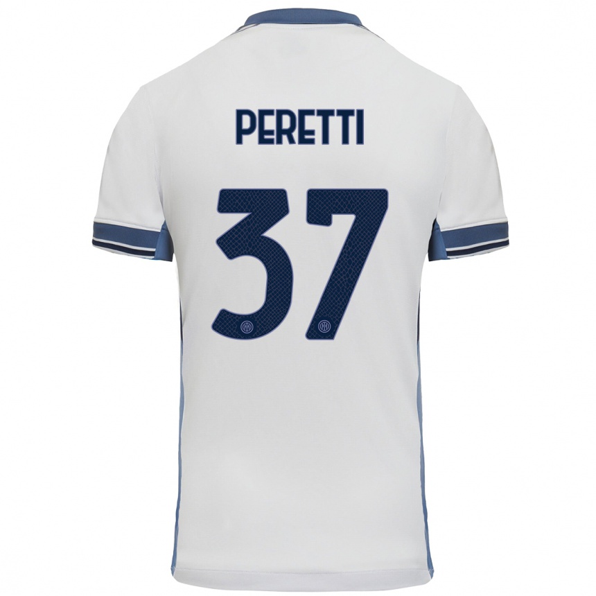 Kids Football Lorenzo Peretti #37 White Grey Away Jersey 2024/25 T-Shirt Australia