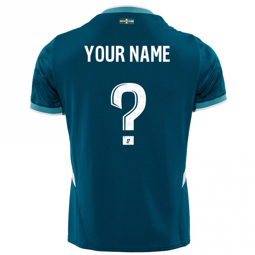 Kids Football Your Name #0 Turquoise Blue Away Jersey 2024/25 T-Shirt Australia