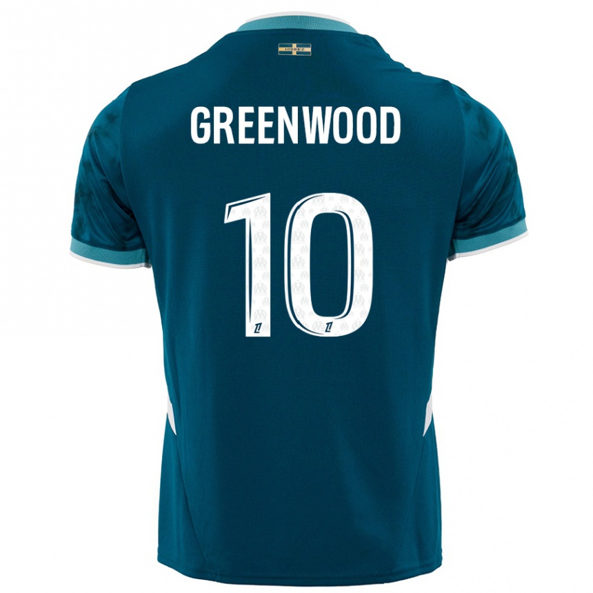 Kids Football Mason Greenwood #10 Turquoise Blue Away Jersey 2024/25 T-Shirt Australia