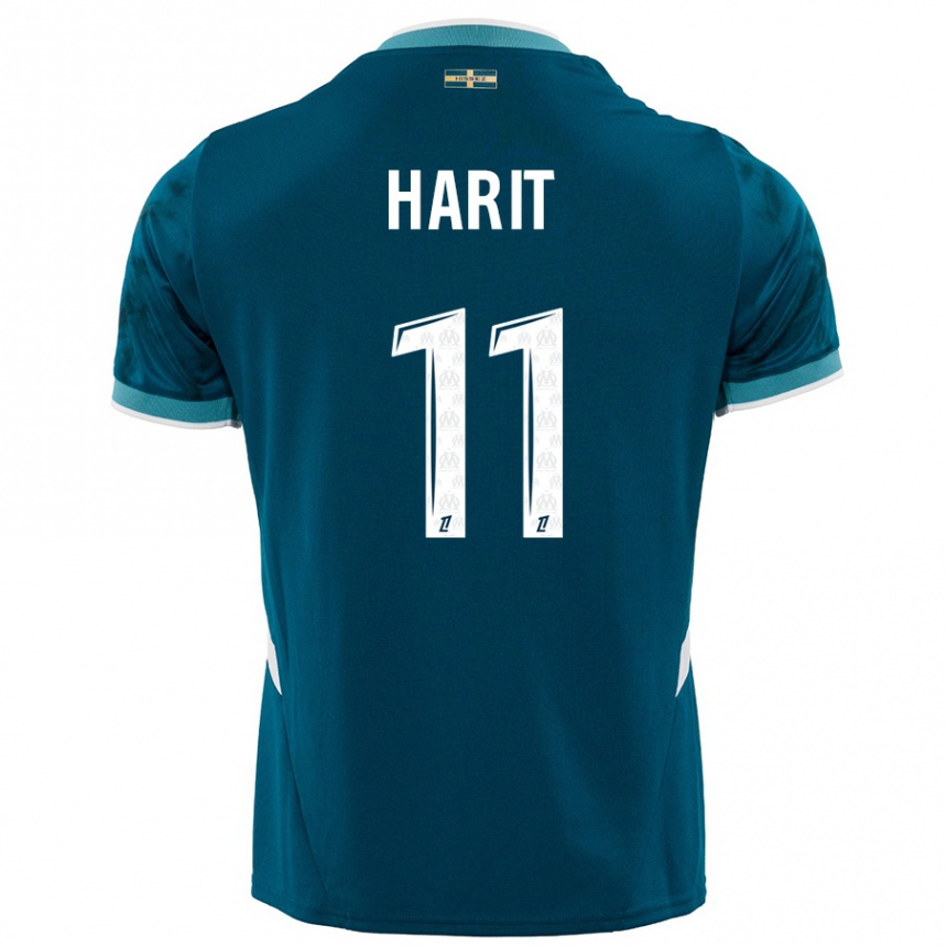 Kids Football Amine Harit #11 Turquoise Blue Away Jersey 2024/25 T-Shirt Australia