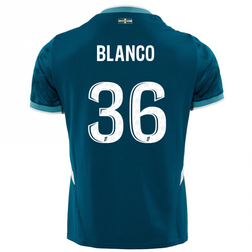 Kids Football Ruben Blanco #36 Turquoise Blue Away Jersey 2024/25 T-Shirt Australia