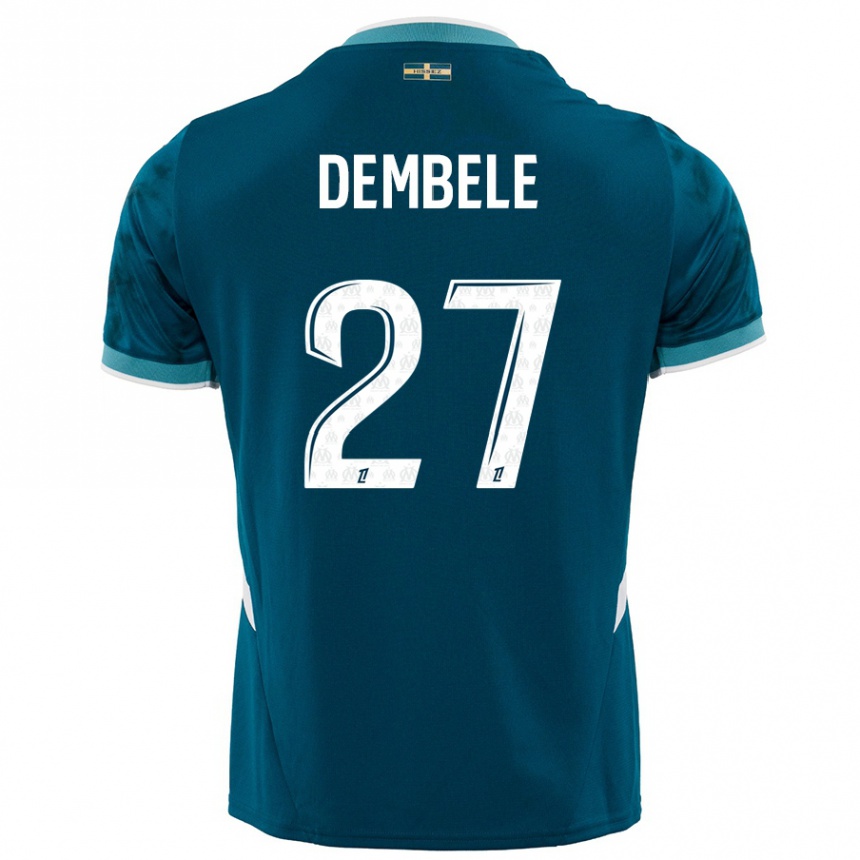 Kids Football Coumba Dembélé #27 Turquoise Blue Away Jersey 2024/25 T-Shirt Australia