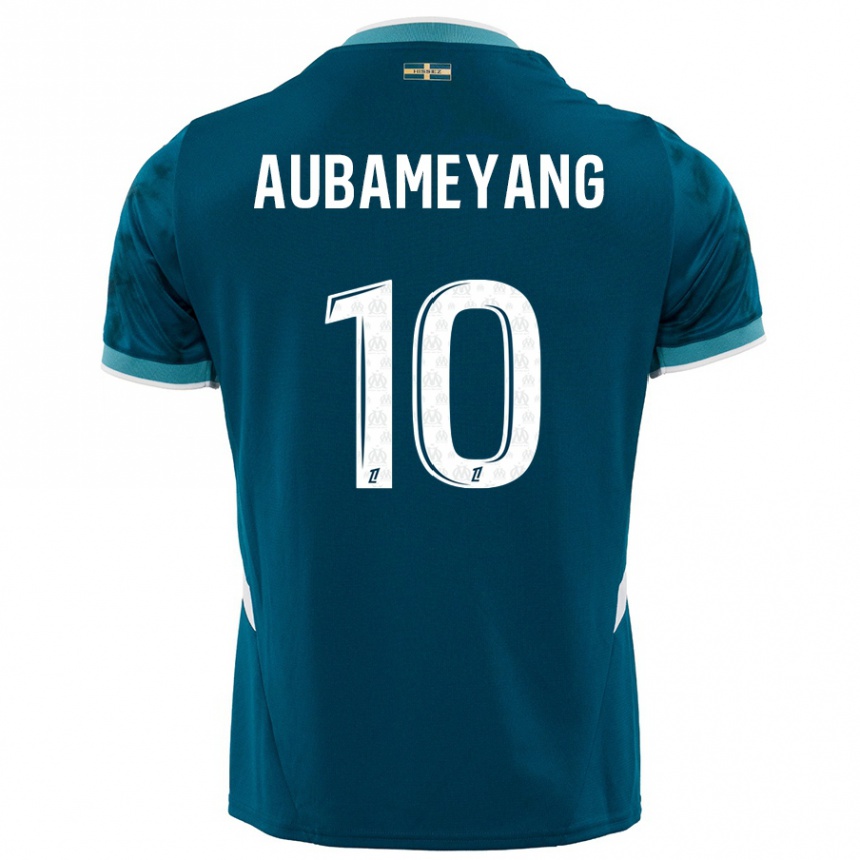 Kids Football Pierre-Emerick Aubameyang #10 Turquoise Blue Away Jersey 2024/25 T-Shirt Australia