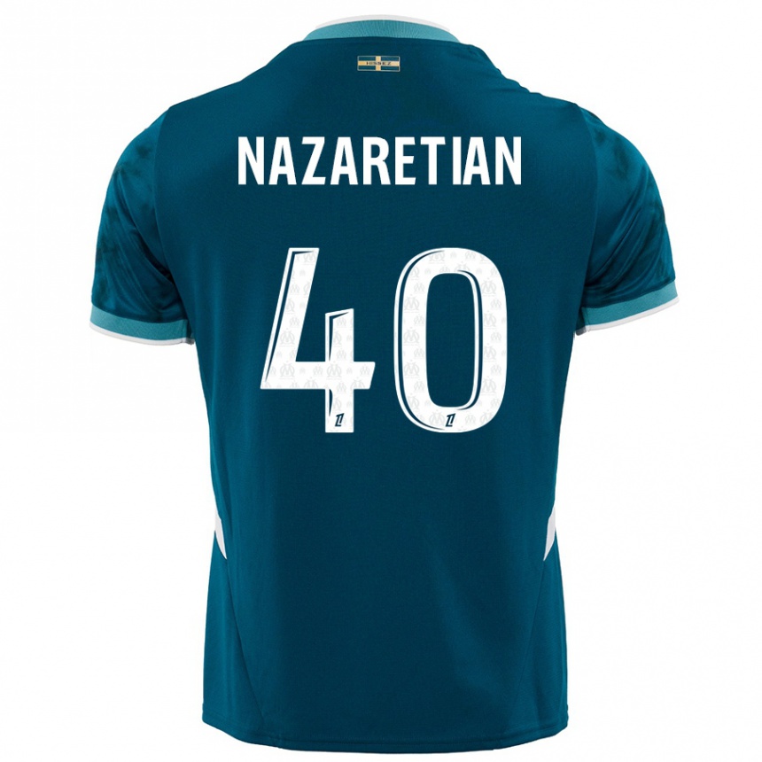 Kids Football Manuel Nazaretian #40 Turquoise Blue Away Jersey 2024/25 T-Shirt Australia