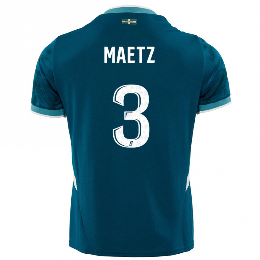 Kids Football Agathe Maetz #3 Turquoise Blue Away Jersey 2024/25 T-Shirt Australia