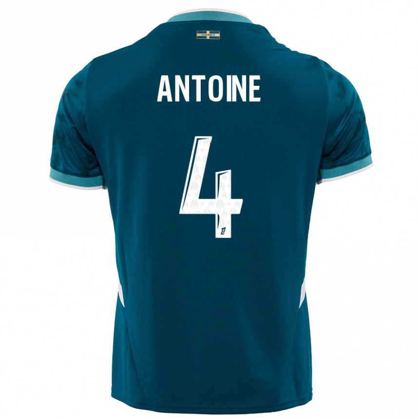 Kids Football Maud Antoine #4 Turquoise Blue Away Jersey 2024/25 T-Shirt Australia